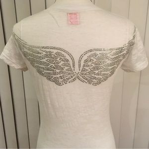 E.vil white, short sleeve T-shirt, back sequence,wings design,